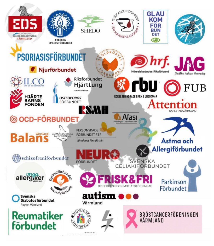 Fyrtiotalet loggor framför en nedtonad landskaps-siluett av Värmland.